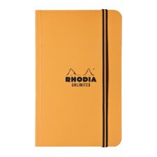 Rhodia Unlimited O&B 9x14 cm 120 pages petits carreaux 5x5 avec cadre en-tête microperforé avec élastique en présentoir de 20 pièces - Assortis