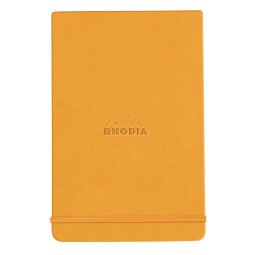 Rhodiarama Webnotepad rembordé rigide A5 192 pages ligné microperforé papier ivoire 90g fermeture élastique - Orange