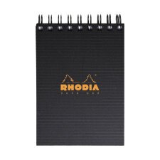 Notepad Rhodiactive 90g reliure intégrale 7,5x10,5 cm 160 pages petits carreaux 5x5 microperforé - Noir