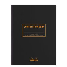 Rhodia Classic Composition book 19x25 cm ligné+M 7 mm 160 pages 80g non microperforé - Noir