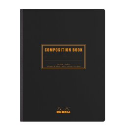 Rhodia Classic Composition book 19x25 cm ligné+M 7 mm 160 pages 80g non microperforé - Noir