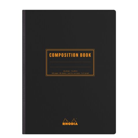 Rhodia Classic Composition book 19x25 cm ligné+M 7 mm 160 pages 80g non microperforé - Noir