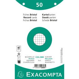 Pk50 Exa Rec Cards 12.5x20 Sq Punch Wht - White