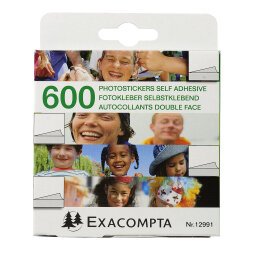 Exacompta - Cod. 12991E - 1 Confezione da 600 stickers biadesivi per foto - Bianco - Bianco