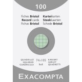 Étui de 100 fiches - bristol quadrillé 5x5 non perforé 74x105mm - Vert