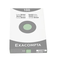 Étui de 100 fiches - bristol quadrillé 5x5 non perforé 148x210mm - Vert