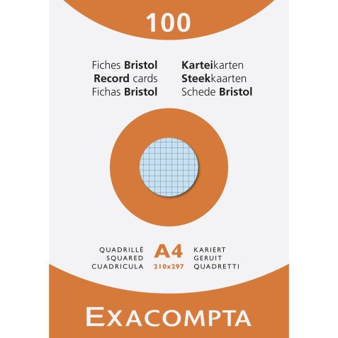 Pk 100 Exa Record Cards 210x297 5/5 Ast - Assorted colours