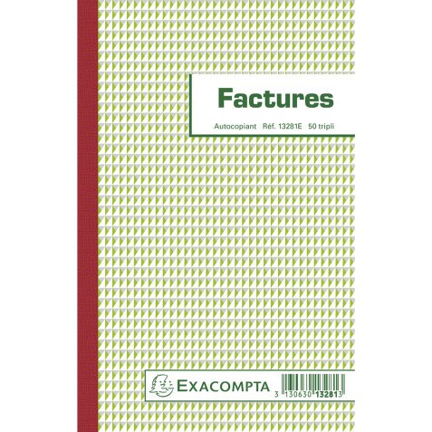  Doorschrijfpapier Facturen 21x13,5cm - 50 bladen triple - in folie per 5 - Franstalig