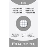 Étui de 100 fiches - bristol quadrillé 5x5 non perforé 75x125mm - Blanc