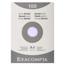 Pk 100 Exa Record Cards 210/297 Sq White - White