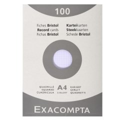 Ficha Bristol 210 x 297 mm cuadriculada 5 x 5 blanca no perforada Exacompta - Caja de 100