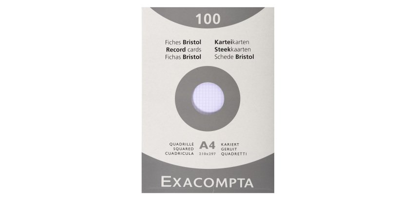 Pk 100 Exa Record Cards 210/297 Sq White - White