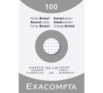 Fiche bristol 105 x 148mm quadrillée 5 x 5 blanche non perforée Exacompta - Boîte de 100
