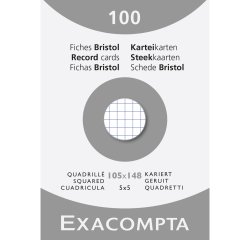 Pk 100 Exa Record Cards 105/148 Sq White - White