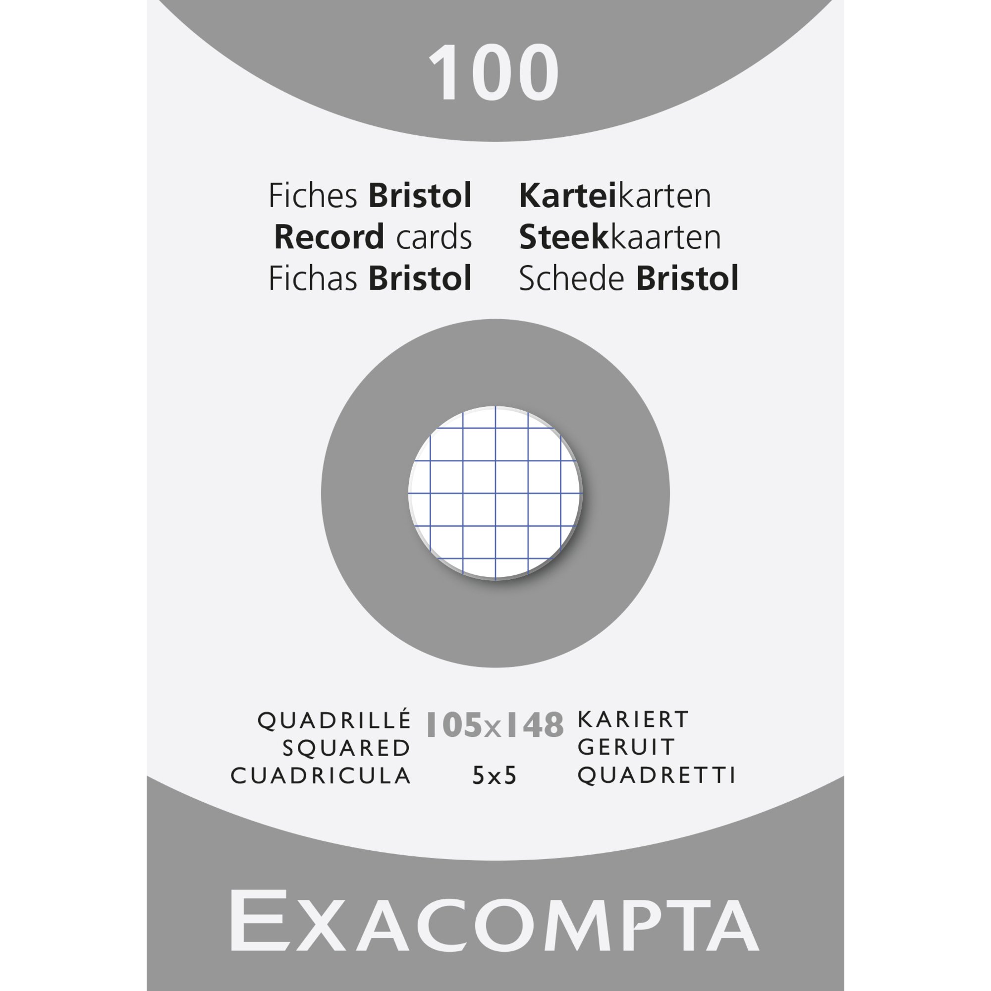 Fiches Bristol Oxford 105x148 Mm Quadrillées 5x5 - Lot De 50, Perforées, Blanches
