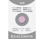 Fiches bristol, A7, quadrillé, rose
