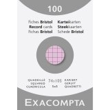 Étui de 100 fiches - bristol quadrillé 5x5 non perforé 74x105mm - Rose