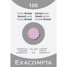 Étui de 100 fiches - bristol quadrillé 5x5 non perforé 74x105mm - Rose