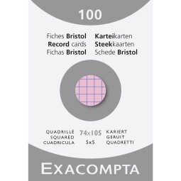 Étui de 100 fiches - bristol quadrillé 5x5 non perforé 74x105mm