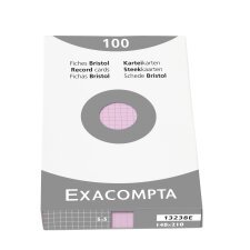 Étui de 100 fiches - bristol quadrillé 5x5 non perforé 148x210mm - Rose