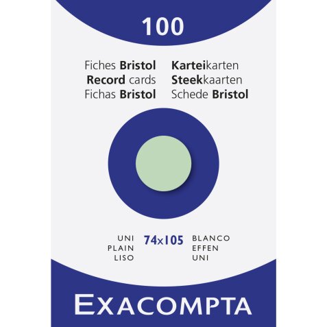 Estuche Exacompta 100 fichas Exacompta cartulina bristol - liso sin taladro 74x105mm - Verde