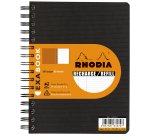 Cahier recharge spirale Exabook Rhodiactive 14,8 x 21 cm noir - ligné avec cadre en tête -160 pages