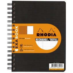 Refill for Exabook Rhodia (Organizer & Refillable notebook)wirebound 80sheet A4+ Lined - Black