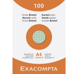 Ficha Bristol 148 x 210 mm cuadriculada 5 x 5 colores surtidos no perforada Exacompta - Caja de 100