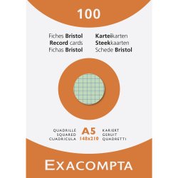 Pk 100 Exa Record Cards 148x21 5/5 Ast - Assorted colours