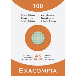 Pk 100 Exa Record Cards 148x21 5/5 Ast - Assorted colours