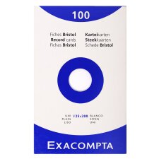 Fiche bristol 125 x 200 mm unie blanche non perforée Exacompta - Boîte de 100