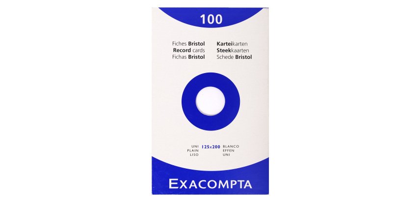 Fiche bristol 125 x 200 mm unie blanche non perforée Exacompta - Boîte de 100