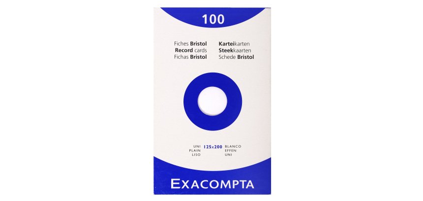 Fiche bristol 125 x 200 mm unie blanche non perforée Exacompta - Boîte de 100