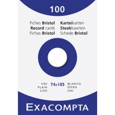 Étui de 100 fiches - bristol uni non perforé 74x105mm - Blanc