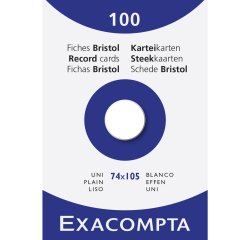 Fiches bristol, A7, uni, blanc