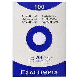 Pk 100 Exa Record Cards 210/297 White - White