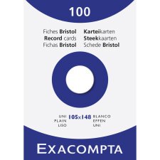 Fiche bristol 105 x 148 mm unie blanche non perforée  Exacompta - Boîte de 100