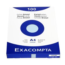 Fiche bristol 210 x 297mm unie bleu azur non perforée Exacompta - Boîte de 100