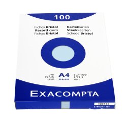 Ficha Bristol 210 x 297 mm unificada azul celeste no perforada Exacompta - Caja de 100