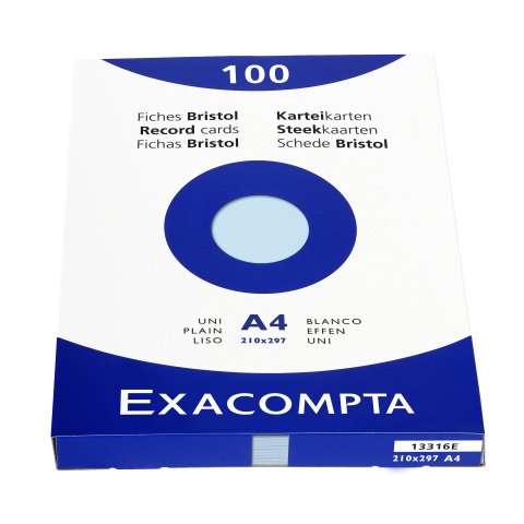 Ficha Bristol 210 x 297 mm unificada azul celeste no perforada Exacompta - Caja de 100