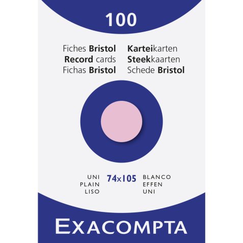 Fichas de cartulina bristol 205 g/m2 - Liso - 74x105 mm - Rosa