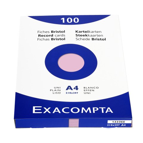 Ficha Bristol 210 x 297 mm unificada rosa no perforada Exacompta - Caja de 100