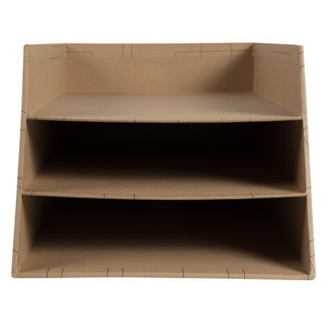 Letter tray 3 levels cardboard Eterneco - Brown geometrical design
