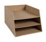 Letter tray 3 levels cardboard Eterneco - Brown geometrical design
