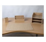 Letter tray 3 levels cardboard Eterneco - Brown geometrical design