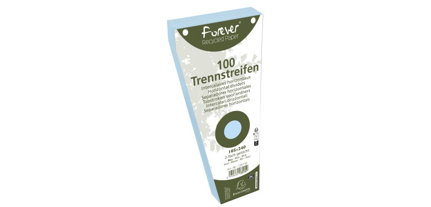 Intercalaires trapèze carte bristol unies perforées Forever - 105 x 240 mm - Paquet de 100