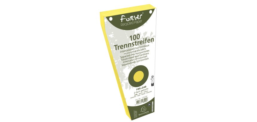 Paquet 100 fiches intercalaires trapézoïdales unies perforées Forever - 105x240mm - Jaune