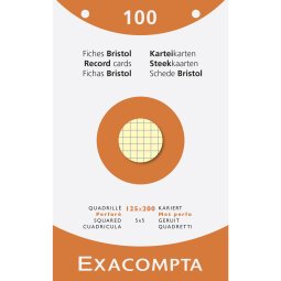 Pk 100 Exa Record Cards 125x20 5/5 Ast - Assorted colours