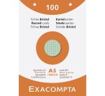 Fiche bristol 148 x 210 mm quadrillée 5 x 5 couleurs assorties perforée Exacompta - Boîte de 100