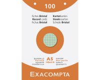 Ficha Bristol 148 x 210 mm cuadriculada 5 x 5 colores surtidos perforada Exacompta - Caja de 100